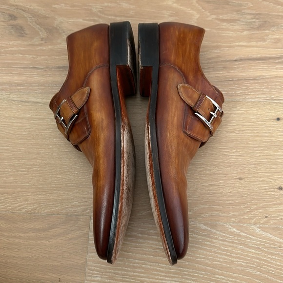 Magnanni Men's Manning Monk Strap Dress Shoes Cognac Brown Leather Size 11 - Picture 9 of 10